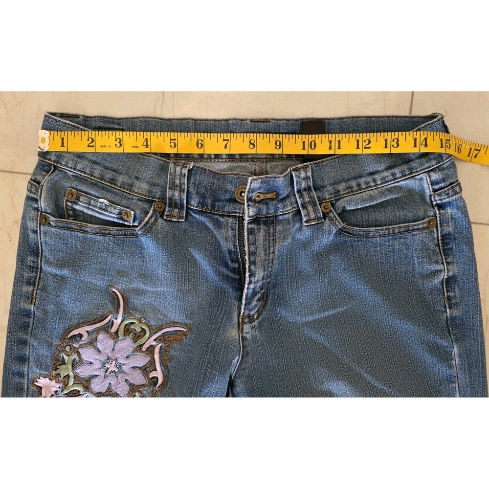 DKNY Jeans Womens Size 4 Embroidered Floral Y2K Bootcut Blue Denim - Picture 16 of 16
